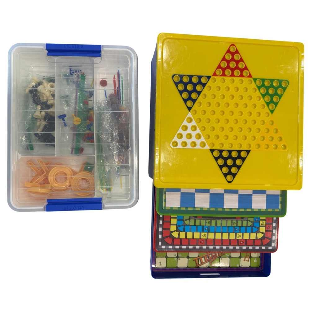 Multi Game Board Set Chinese Checkers Snakes and Ladders Ludo Chess with Storage